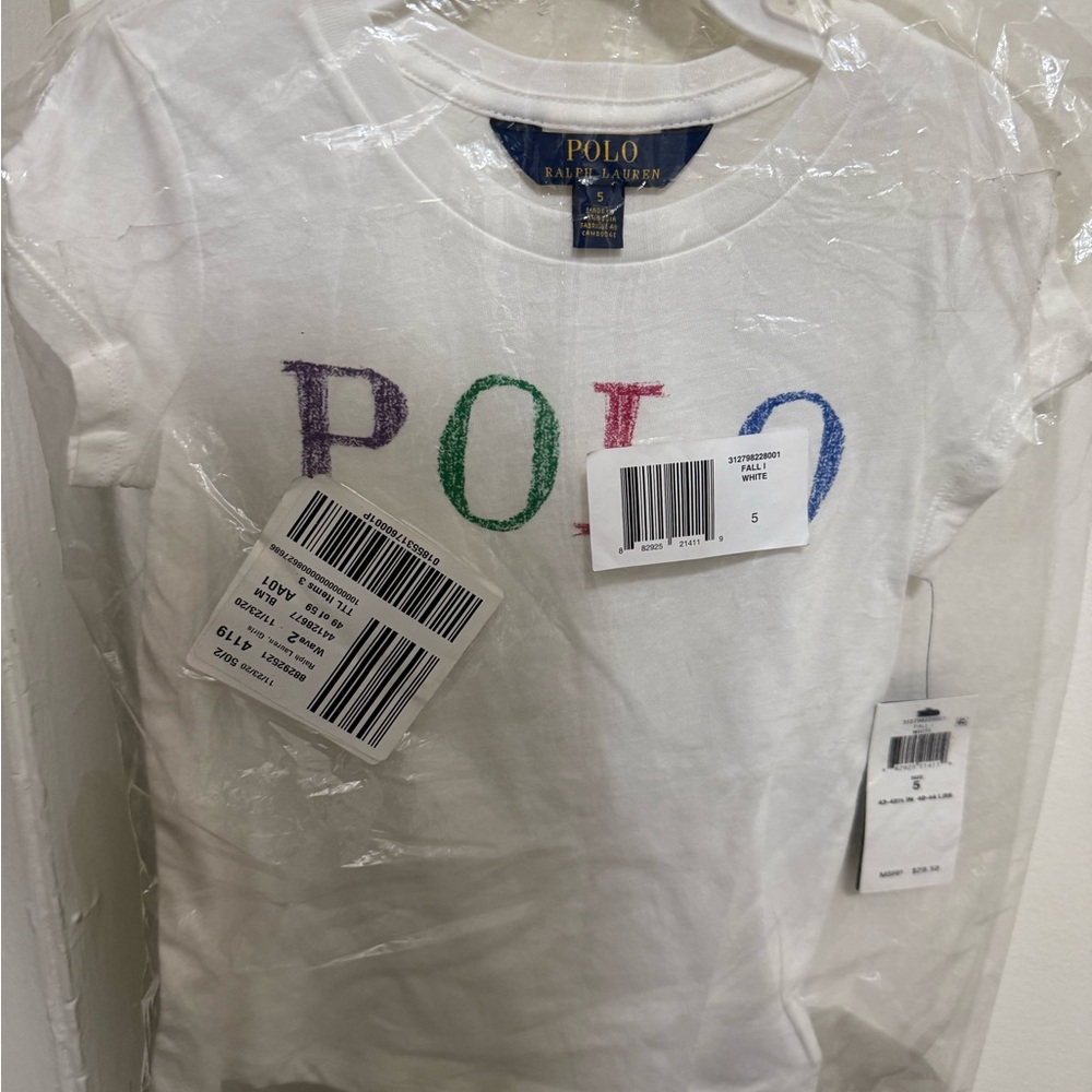Polo by Ralph Lauren Kids White Tee with Multicolor Logo